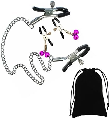 Adjustable Metal Nipple Clamps Necklace Entertainment Chain Clip For Women/Man Non-Piercing Nipplerings Clip On Nipple Rings Decorative Clip For Clothing Accessories (Style-1)