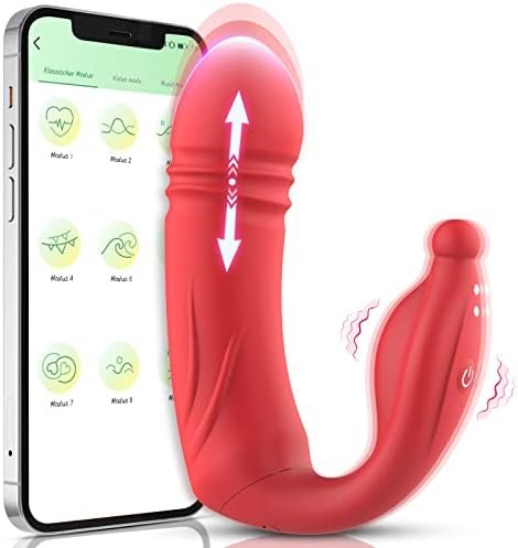 Antcree Wearable Vibrator, App & Remote Control G-Spot Dildo Vibrator With 9 Thrusting X Vibrating Modes, Panty Massager For Vagina Clitoral Stimulation, Adult Sex Toys Women Couples Play, Red