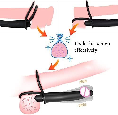 Dual Penetration Vibrating Dildo With Penis Rings, Strap-On Double Penetration Anal Sex Plug, Dildo Vibrator With Cock Rings For Men Sex Enhance, Butt Plug Strapon Anal Sex Toys For Couples (Black) - Image 3