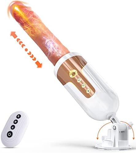 Automatic Thrusting Dildo G-Spot Vibrator For Women Pleasure,Realistic Dildo With 5 Vibration & 5 Thrusting Modes,Heating Sex Machine With Remote Control For Clitoral Stimulator ,Portable
