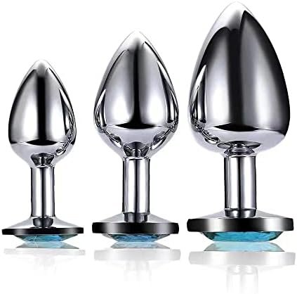 Steel Butt Plug Set Adult Sensory Toys For Women Fetish Anal Sexual Stimulation Beginner Trainer Kit (White)