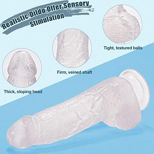 Realistic Dildo 7.8 Inch G Spot Dildo With Suction Cup For Hands-Free Play, Flexible Waterproof Dildo Realistic Penis Adult Sex Toy For Female Pleasure Clear - Image 2