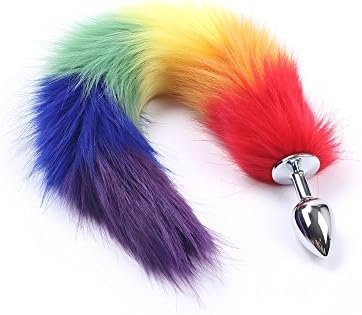 Fox Tail Anal Butt Plug Sex Adult Toys Flirting Tools For Cosplay &Sm Role Play Rainbow