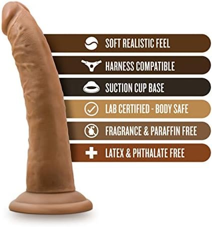 Blush Dr. Skin 7 Inch Realistic Dildo - Soft Lifelike Real Feel - Slim 1.5In. Width - Sturdy Strap On Harness Compatible Suction Cup For Hands Free Play - Body Safe Adult Sex Toy For Men Women - Mocha - Image 2