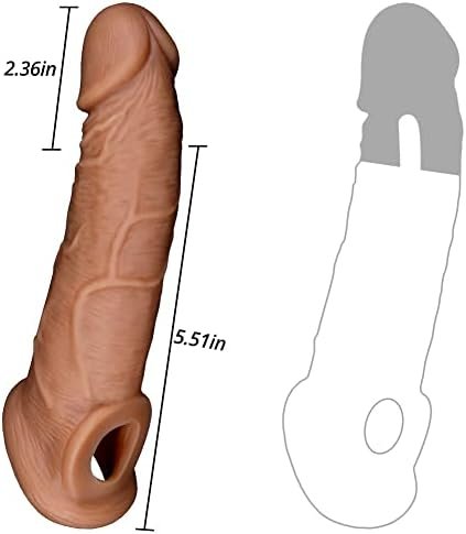 Silicone Penis Sleeve Extender Cock Ring With Anti-Slip Double Hole Design Delay Ejaculation Sex Toys With Vivid Glans And Veins For Men - Image 2