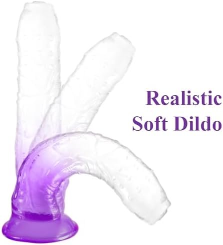 Shkanla 6.9 Inch Realistic Crystal Dildo With Strong Suction Cup, G Spot Adult Sex Toy For Women, Soft Small Jelly Dong For Beginners & Men Anal Plug Sensory Toys (M) - Image 3
