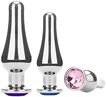 Anal Plug Anal Trainer Kit, Greatlevel Tapered Metal Jeweled Fetish Jewelry Butt Plug Anal Sex Toys Women Men Couples Lover (3Pcs) - Image 2