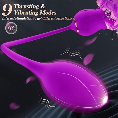 Rose Sex Toys Vibrator Dildo - Adult Toys With 9 Tongue Licking & 9 Thrusting Vibrators, Women Sex Toy Dildos Rose Clitorial Stimulator G Spot Nipple Anal, Female Adult Sex Toys & Games - Image 3