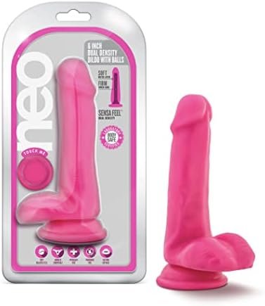 Blush Neo - Sensa Feel Dual Density 6 Inch Small Dildo - Soft 1.4" Wide Flexible Shaft - Strap On Compatible Suction Cup For Hands Free Play - Great For Pegging - Sex Toy For Women Couples - Neon Pink