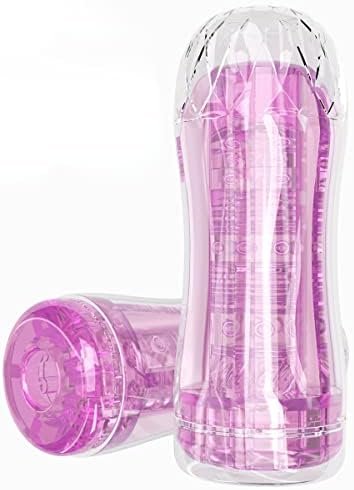 Manual Sucking Extrusion Male Masturbators, Portable Transparent Pocket Pussy Stroker With Vagina Textured Blowjob Sex Toys Penis Tpe Masturbation Sleeve For Men (Pink)