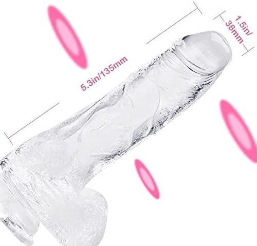Untitled 7 Inch Realistic Ultra-Soft Dildo For Beginners With Flared Suction Cup Base For Hands-Free Play, Flexible Dildo With Curved Shaft And Balls For Vaginal G-Spot And Anal Prostate Play (Clear) - Image 2
