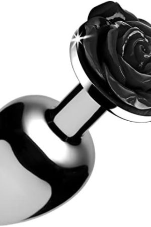 Lynx Aluminum Alloy Black Rose Anal Plug - Smaller