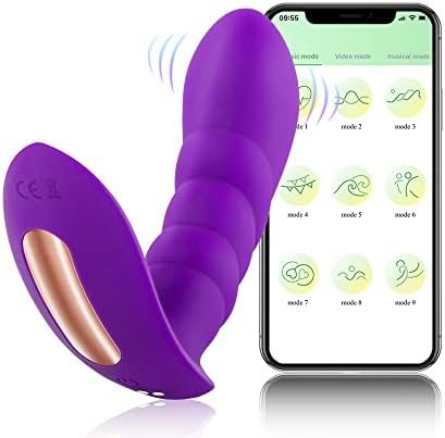 Uff Smart Wearable Panty Vibrator App Control Clitoral Stimulator With 7 Vibrating 3 Pulsating - Thrusting Modes G Spot Stimulation Anal Dildo Vibrator For Women & Couples
