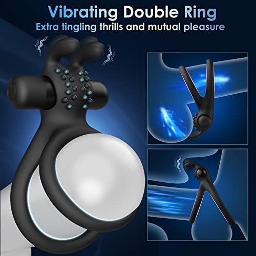 Cock Ring Sex Toys For Men, 7 Different Sizes Soft Silicone Penis Ring With Vibrator For Erection, Lasting Stronger Men Sex Toy, Adult Toys For Couples Sexual Pleasure Black - Image 2