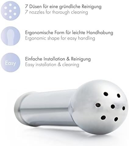 Hokplite Intimate Shower Orchid - Vaginal And Anal Douche Attachment - 2X Pressure Regulators, 7 Jet Streams - Stainless Steel Cleaning Tool - Autoclavable, Dishwasher-Safe - Made In Germany - Image 2