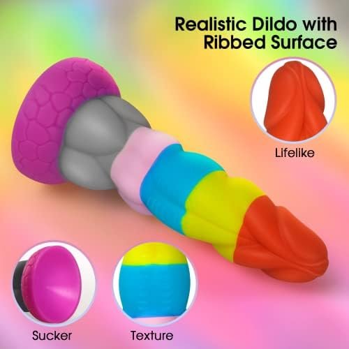 Realistic Monster Dildo For Women,8.5" Dragon Anal Dildos With Strong Suction Cup,Silicone G-Spot Stimulator For Hands-Free Play, Sex Toys For Women Men And Couples Rainbow - Image 3