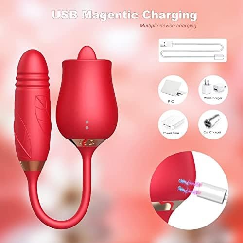 Rose Sex Stimulator For Women 3 In 1 Clitoral Sucking Stimulator Adult Sex Toys For Woman Couples Rose Sex Toy Tongue Licking G Spot Vibrator With 10 Modes(Red) - Image 3