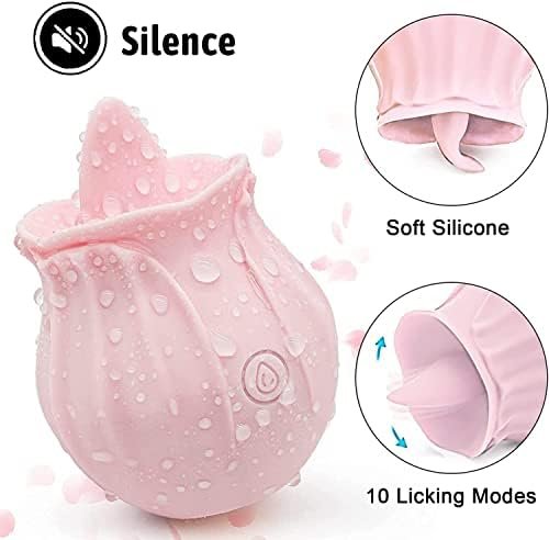 Rose Sex Toy Vibrator For Women,Clitoral Stimulator Tongue Licking Clitoral Vibrator With 10 Modes For Clitoris Stimulation,Adult Sex Toys For Women Couples-Pink - Image 3