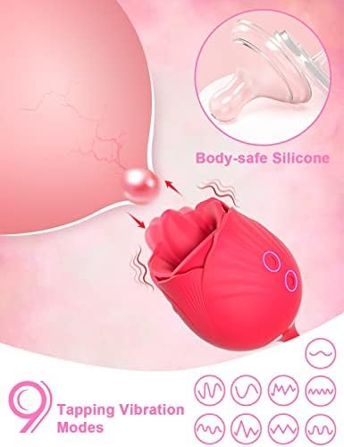 Rose Sex Stimulator For Women,4 In1 Sex Toys,Vibrator Dildo With 9 Tapping & 9 Thrusting,Tongue Licking Anal Adult Women Sex Toy For Clit Nipple Licker G Spot Stimulation For Women Couples - Image 2