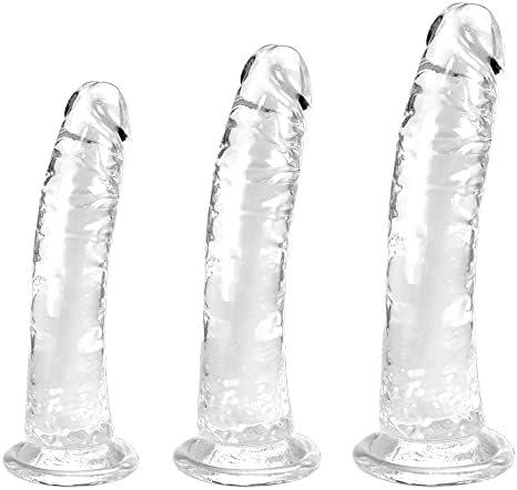 Clear Suction Dildo Set - 3 Sizes(Small Big Huge) For Anal And Vaginal Pleasure - Perfect For Beginners To Advanced Users Realistic Penis