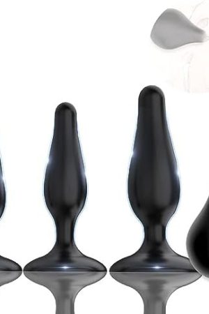 Anal Plug Training Set For Beginners-3Pcs Analexpander Anal Black Butt Plug,Waterproof Silicone Training Set Butt Plug Kit With Separating Washers Anal Vigina Play Adult Sex Toys For Women,Men