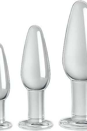 Conical Glass Anal Plug, 3Pc Transparent Butt Plug Glass Plug Butt Plug G-Spot Stimulator Prostate Massager Vaginal Masturbation For Women Men Couples Beginners Valentine'S Gift Sex Toys Sex Factory