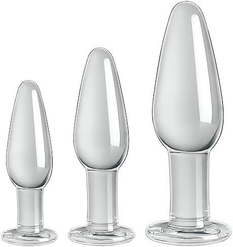 Conical Glass Anal Plug, 3Pc Transparent Butt Plug Glass Plug Butt Plug G-Spot Stimulator Prostate Massager Vaginal Masturbation For Women Men Couples Beginners Valentine'S Gift Sex Toys Sex Factory