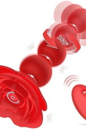 Anal Beads Anal Butt Plug,10 Rotate Twist And Vibrating Modes,Prostate Massager Graded Silicone Design Anal Vibrators For Men,Remote Control Rose Toy For Women,Adult Sex Toys For Couple (Red)