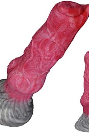Suction Animal Multi Colored Artificial Dog Dildo Wolf Dildo Canine Style Silicone Made Soft Flexible (Red+Pink+Grey)