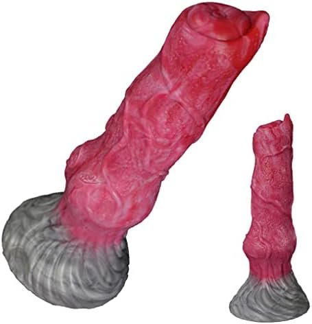 Suction Animal Multi Colored Artificial Dog Dildo Wolf Dildo Canine Style Silicone Made Soft Flexible (Red+Pink+Grey)