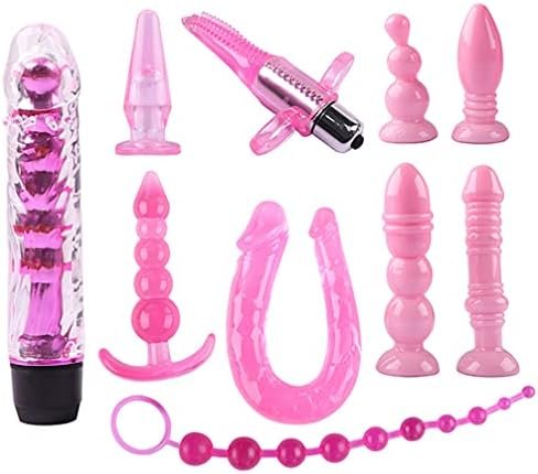 10Pcs Anal Trainer Kit Safety Anal Plugs Vibrator Prostate Massager Anal Beads Plugs Silicone Butt Plug Anal Plug Expansion Plugs Massage Stimulation Anal Toys (Without Battery)