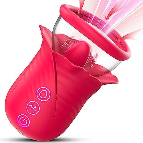 Rose Sex Toy Adult Toys - Womens Sex Toys Sucking Vibrator Rose Vibrators Nipple Clitoral Stimulator With 2 In 1 Licking & Sucking, 10 Vibration & 6 Suction Modes Adult Toy For Women