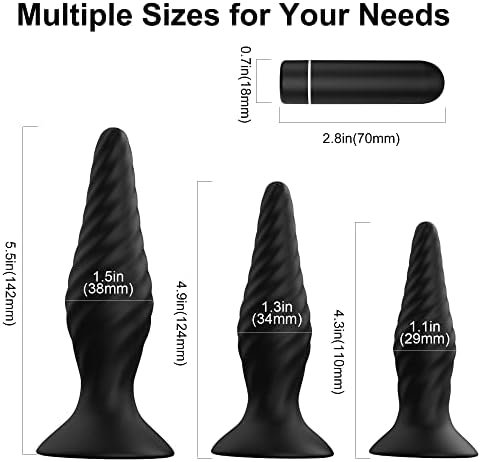 Juntame Vibrating Butt Plug - Anal Sex Toy Dildo Soft Liquid Silicone Anal Vibrator Waterproof For Men Women (Butt Plug Set) - Image 3