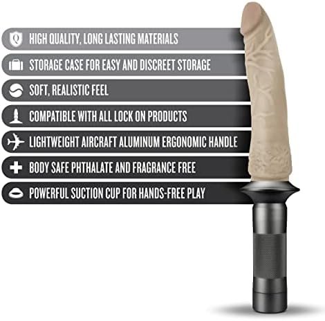 Blush Lock On Karbonite - World'S 1St Combat Ready Tactical Sex Kit - Aircraft Aluminum Handle For Extreme Hardcore Couples Play - 7.75" Soft Realistic 2" Thick Dildo - Suction Cup For Hands Free Play - Image 2