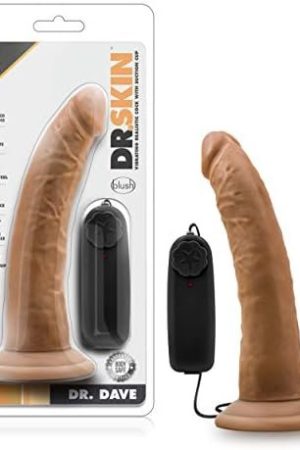 Blush Dr. Skin Dr Dave - 7 Inch Remote Controlled Vibrating Realistic Dildo - Strap On Compatible Suction Cup For Hands Free Play - Lifelike Body Safe Slim Vibrator Sex Toy For Men Women - Mocha