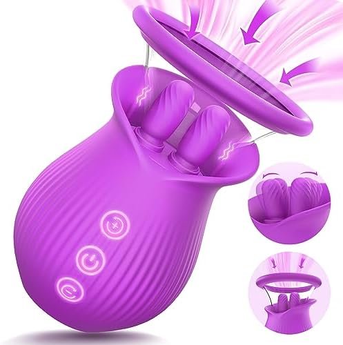 Sex Toys Women Vibrator - 3In1 Rose Sex Toy With 2 Suction Cups, Adult Toys Female Clitoral Nipple Vibrators With 10 Licking Sucking Vibrating, Rose Sex Stimulator Sucker Machine For Woman Couples