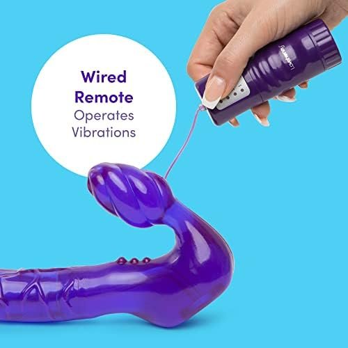 Lovehoney Double Wow Strapless Strap On Vibrating Dildo - 6 Inch Wired Remote Control Realistic Strap On Dildo For Men And Women - Waterproof - Purple - Image 3