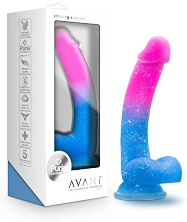 Blush Avant Chasing Sunsets Realistic Colorful Gradient Silicone Dildo - 7.75" Length And 1.25" Width - Suction Cup Base For Hands Free Play & Harness Compatible - Satin Smooth Sex Toy For Adults