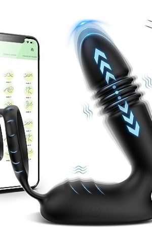 9 Thrusting & 9 Vibrating Prostate Massager Anal Vibrator Sex Toy With Cock Ring, Male Vibrator Anal Plug Male Sex Toys For Men, Butt Plug Adult Toys Prostate Vibrators, Adult Sex Toys & Games
