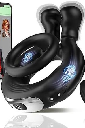 Vibrating Cock Ring, Stretchy Double Penis Ring With 10 Vibration Modes, Sex Toys For Men Vibrator App&Remote Control Adult Sex Toys For Couples, Rechargeable Sex Toy