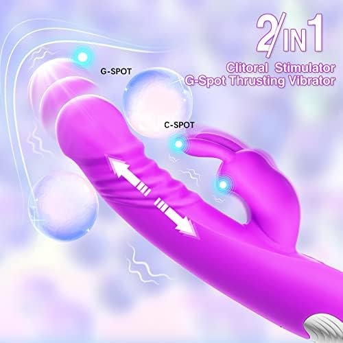 Thrusting Rabbit Rotating Clitoral Vibrator, Pulsing G Spot Dildo For Women With 3 Powerful Thrusting Speeds 11 Vibration Modes, Vagina Nipples Stimulator, Adult Sex Toys - Image 2