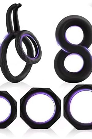 Silicone Penis Rings Set With 5 Different Sizes Cock Ring For Erection Enhancing,Fentinos Long Lasting Stronger Male Sex Toy, Strechy Medicial Safe Adult Sex Toys & Games For Men Or Couple