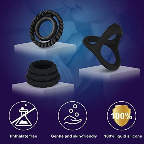Silicone Penis Rings Set,5 Different Sizes Cock Rings Set For Erection Enhancing,Long Lasting Stronger Men Sex Toy Silicone Cock And Ball Ring,Triangular Penis Ring With Massage Beads,Cock Ring Set - Image 2