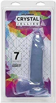 Doc Johnson Crystal Jellies - 7 Inch Realistic Cock With Balls - Strong Suction Cup Base - 7.2 In. Long And 1.7 In. Wide - Dildo, Clear - Image 2