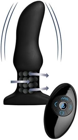 Lynx Curved Anal Plug With Rotating Beads - Black