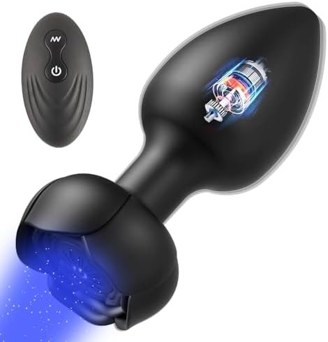 Anal Butt Plug Sex Toys - Vibrating Butt Plug With Flashing Light Up Base Remote Control Vibrators With 7 Vibrating Rotating Modes, Adult Sex Toys & Games For Woman Men Couples Prostate Massager Red