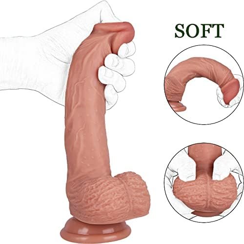 Realistic Silicone Dildo, Soft Lifelike Adult Sex Toy With Strong Suction Cup For Hands-Free Play, Can Be Use For Vagina G-Spot And Anal (Brown) - Image 2