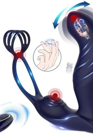 Wiggling Prostate Vibrator Vibrating Butt Plug With Cock Rings, Anal Plug Prostate Stimulor Toys, Male Prostate Vibrating Massager Large Butt Plug Anal Sex Toys For Men Gay