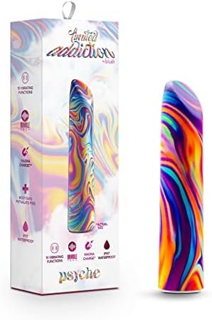 Limited Addiction Psyche Power Vibe - 10 Rumbletech Powered Deep Rumbly Vibration Settings - Satin Smooth Texture - Rechargeable - Ipx7 Waterproof - Clitoral Vibrator Massager Sex Toy For Him Her