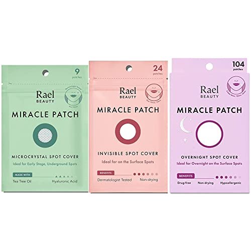 Rael Miracle Bundle - Microcrystal Spot Cover (9 Count), Invisible Spot Cover (24 Count), Overnight Spot Cover (104 Count)